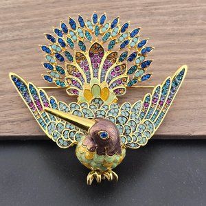 Large Joan Rivers  Hummingbird Bird brooch